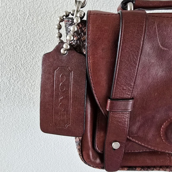 Coach Bleecker Mini Brooklyn Messenger Bag, Burgundy Python - Picture 6 of 15